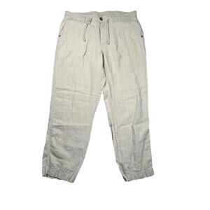 Baird McNutt Murano Linen Pants 36x32 Actual 30L Tan Chino Drawstring Button Fly